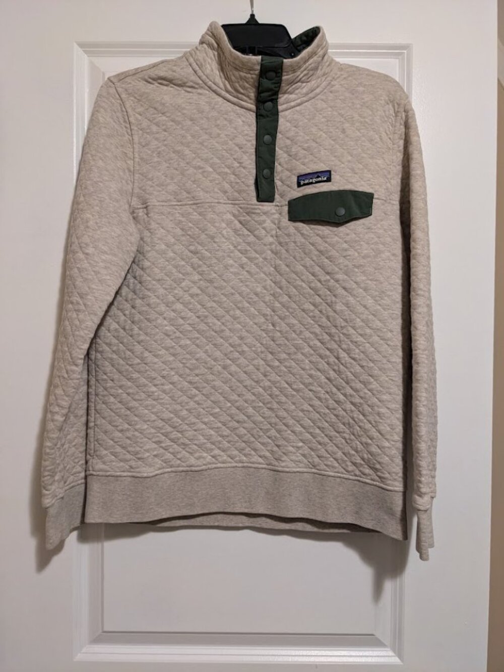 Patagonia Women's Organic Cotton Quilt Snap-T Pullover M Oatmeal Green 25281